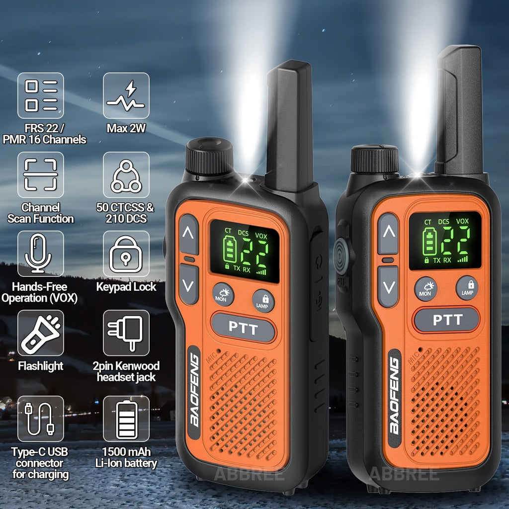 Long Range Walkie Talkies for Adults – BAOFENG 22 FRS Channels LCD Display VOX Hands-Free – USB-C Rechargeable Li-ion Battery – for Hiking Camping Family - product image 5