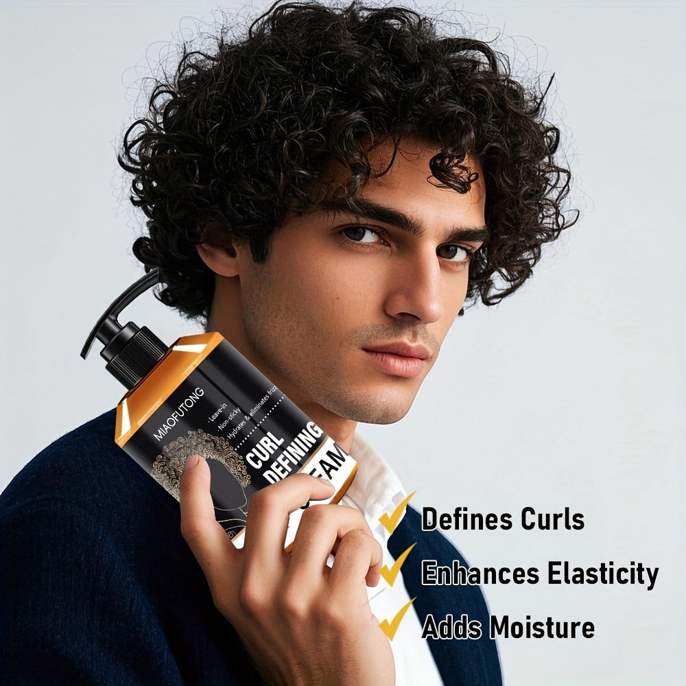 Men's Curl Defining Cream Leave-In Styler with Moroccan Argan Oil Coconut Oil & Shea Butter — Frizz-Free Bouncy Waves Long-Lasting Hold for Curly Wavy Coily Hair 280ml - product image 9