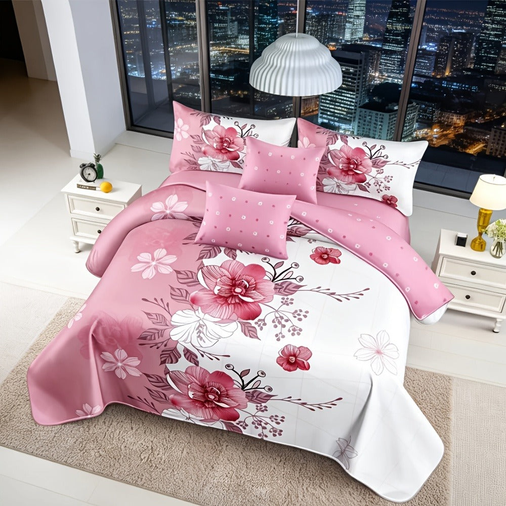 Teal Floral Comforter Set Twin Queen King Gradient Oil Painting Style Botanical Luxury Quilt Bedding Soft Microfiber All Season Bed in a Bag Gift - product image 3