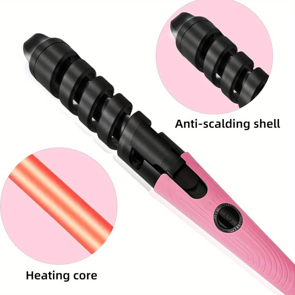 Automatic Spiral Curling Iron Ceramic Anti-Tangle – Professional Auto Curler One-Button Easy Operate Hair Styling Tool with Comb & 2 Clips for All Hair Types – Blue, Pink - product image 8
