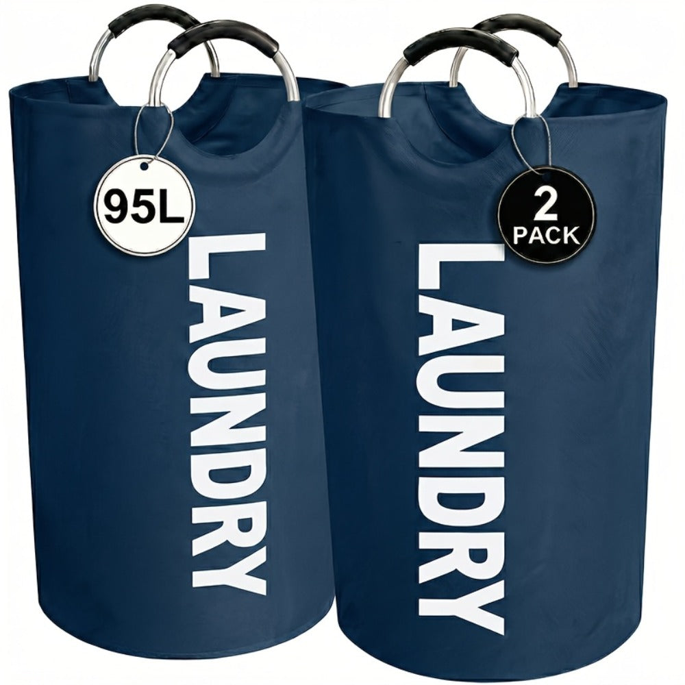Laundry Basket 2pcs Large Foldable 25.1 Gallon, Collapsible Elevated Hamper with Half-Ring Handles for Bedroom, Bathroom & Laundry Room, Multiple Color Options - product image 7