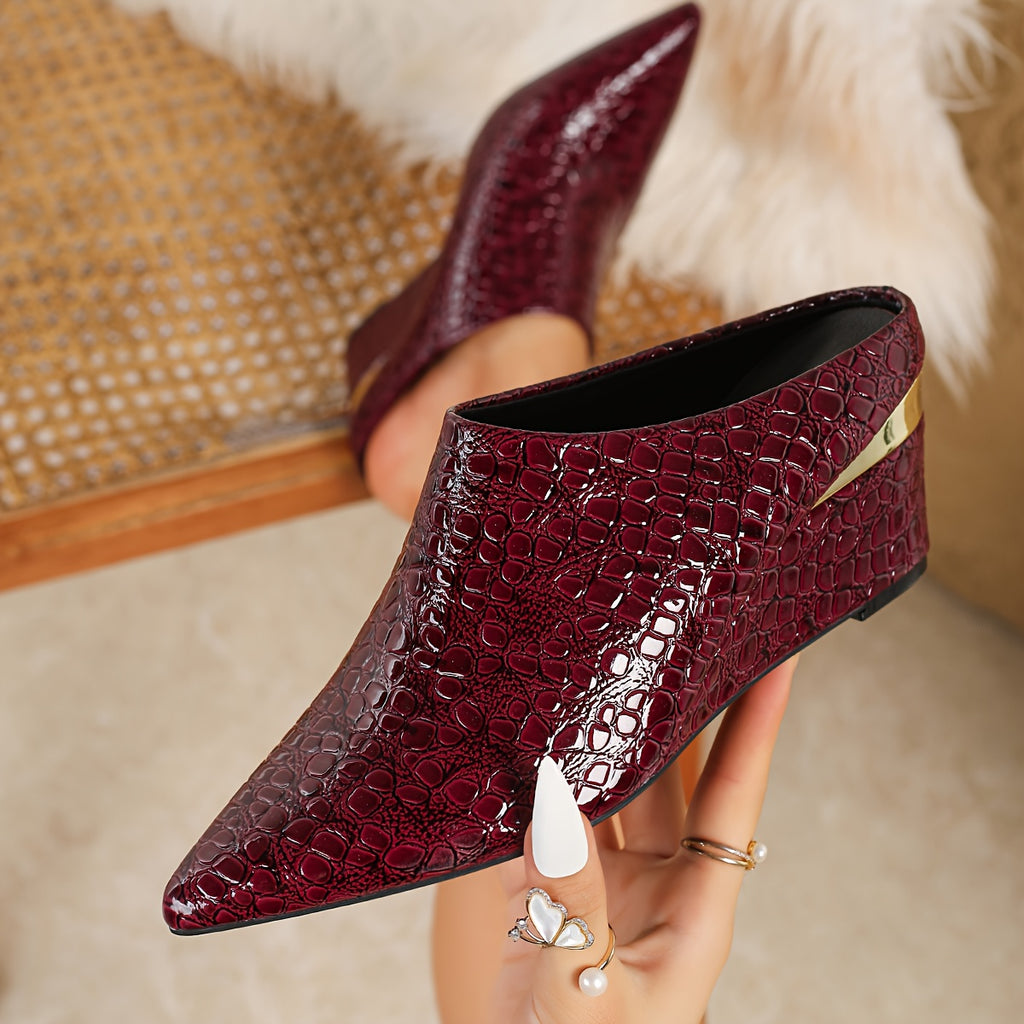 1 Pair Of Wedge , Stone Pattern, Blue and Green Wedge Shoes, Large Size Simple, One Foot Pedal, Pointed Toe Deep Mouth, Four Seasons Shoes, European and - product image 37