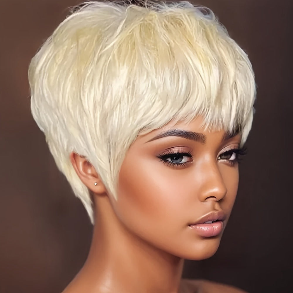 Short Pixie Cut Wig with Bangs Women Synthetic Hair 4 Inch | Lightweight Layered Natural Look | Multi-Color Halloween Cosplay Christmas Party Everyday Wear - product image