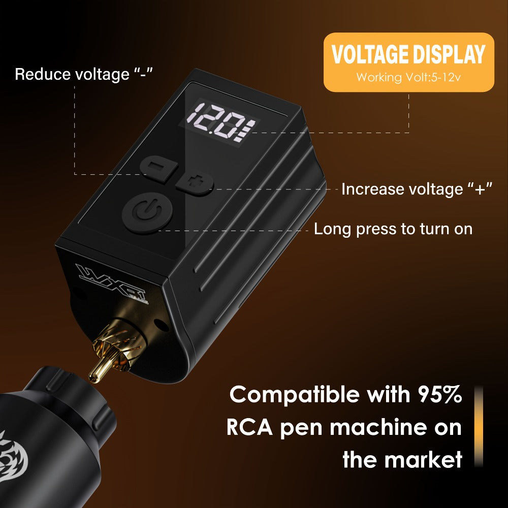 Wireless Tattoo Battery Power Supply 1450mAh Neebol WX-1 Plus — RCA LED Display, 12V Boost Mode, 6-Hour Runtime, USB-C Charging, for Rotary Machines & PMU Pens - product image 7
