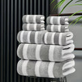 Towel Set 8 Piece Two-Color Striped - Super Absorbent Soft No Hair Loss Bath Towel Combo | 2 Bath Towels 2 Face Towels 4 Hand Towels | Grey Red Blue Green | Bathroom Family Hotel S - product image 21