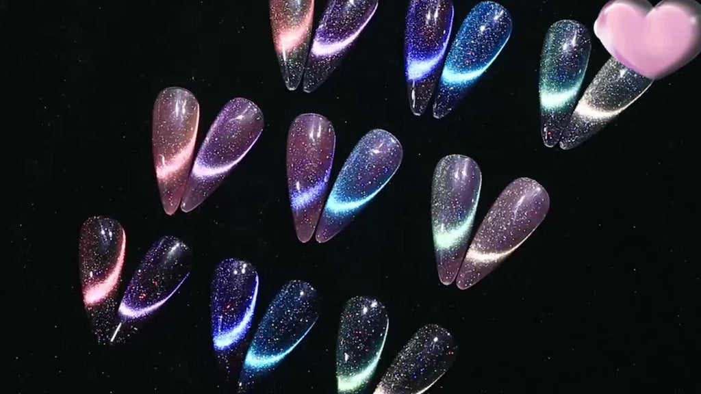 Magnetic Cat Eye Gel Nail Polish 9D Holographic Rainbow Glitter Blue & Purple — LED UV Soak-Off Gel Polish Paraben-Free Water-Based Formula, Salon & DIY Home Manicure Nail Art Gift - product image 12