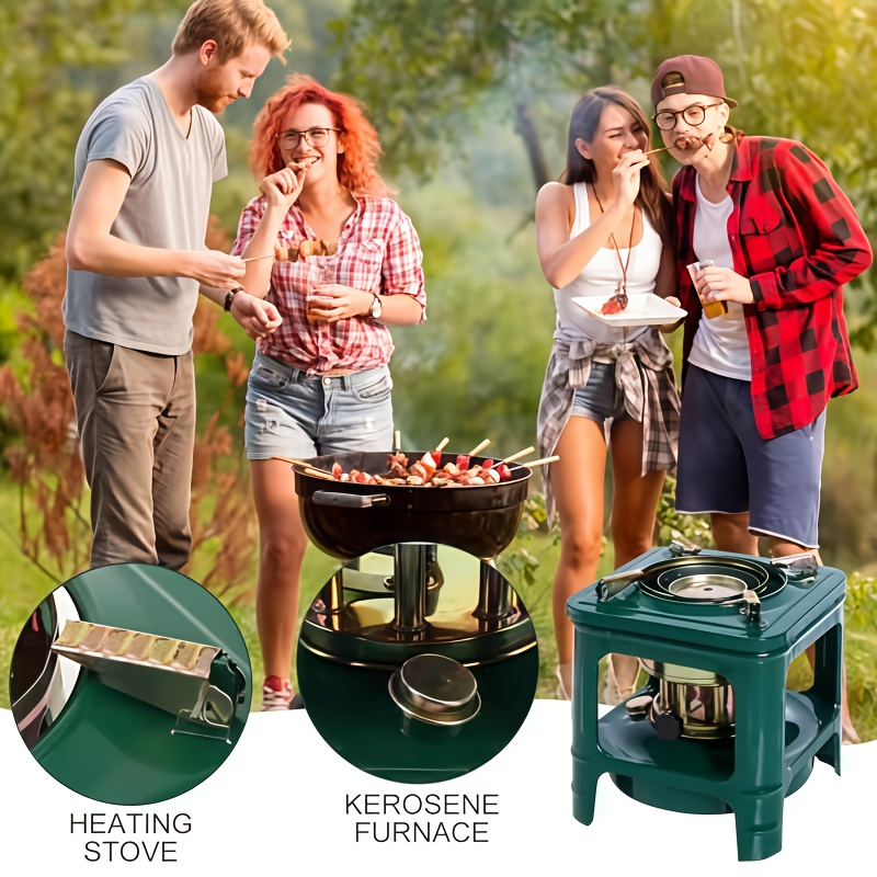 Travel-friendly Kerosene Paraffin Camping Stove Outdoor Heater Adjustable Flame Featherlight Military Green Stove for Camping Picnic Barbecue Backpacking Survival Emergency