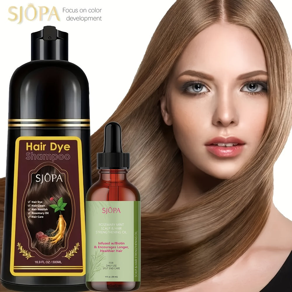 Hair Dye Kit 3-in-1 Color Shampoo with Rosemary Oil 500ml - Natural Safe No Ammonia Quick Coloring Gray Coverage Gentle on Skin Unisex Black Brown Red Purple Silver 12 Shades - product image 17