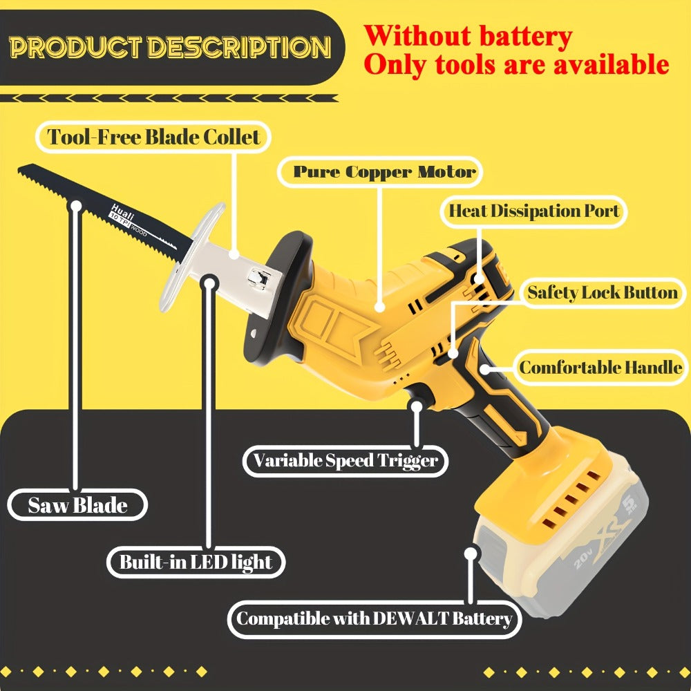 Reciprocating Saw Brushless Cordless for DeWalt 20V Battery – 0-3500 SPM Variable Speed, Tool-Free Blade Change, 4 Saw Blades Included, for Wood, Metal & PVC Cutting (Battery Not I - product image 15