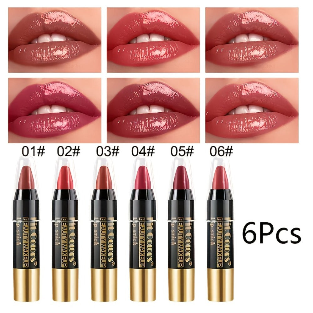 Glossy Crayon Lipstick Set 6 Pack Moisturizing Long-Lasting Nourishing Lip Color – Easy Apply Lip Crayon for Women Girls All Skin Types Versatile Shades Everyday Date Night - product image 3
