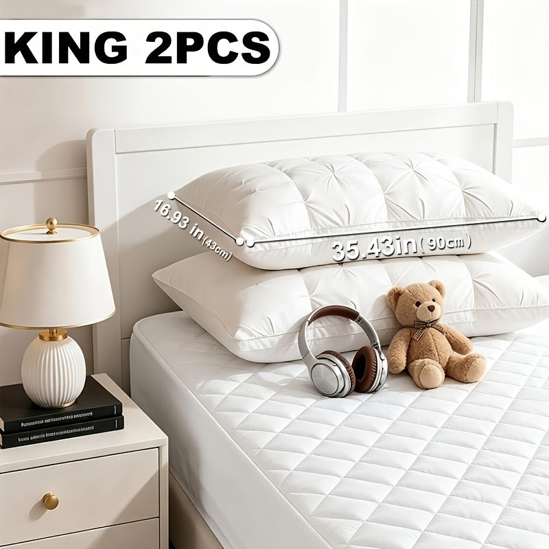 2 Luxury Hotel-quality Pillows, Queen/King Size, with High-resilience Plush Pillow Cores and Hypoallergenic Polyester Fabric, Soft and Comfortable - product image 7