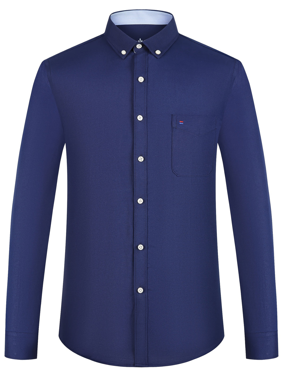 Men's Cotton Blend Dress Shirt, Casual Lapel Collar, Non-Stretch Solid Color, Regular Long Sleeve, Single Breasted Placket, Regular Fit, for Spring/Fall - product image 3