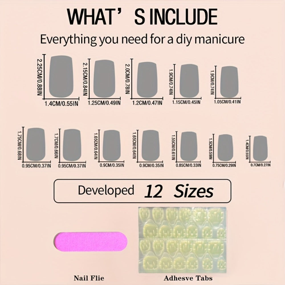 Press On Nails 216 Pieces 9 Boxes Soft Gel Short Square Full Cover Fake Nails Kit – French White Gradient Glitter Heart Matte False Nail Set for Women Girls - product image 4
