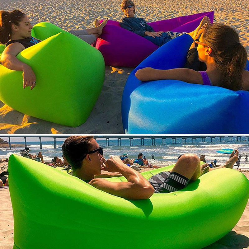 Inflatable Air Sofa Outdoor Camping Lounger 440LB Heavy Duty Quick Inflate Portable Lazy Bag Sofa Bed with Carry Bag Featherlight Space-saving for Beach Hiking Music Festival Travel 6 Colors