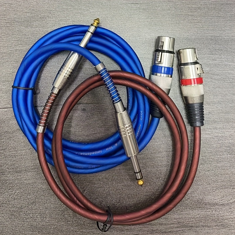 2-Pack High-Quality Blue-Brown 6.5mm to XLR Female Cable | Available in 3 Feet (1 Meter) and 10 Feet (3 Meters), Tinned Copper Core, Suitable for Microphone Mixers, Recording Studios, Stage Lighting