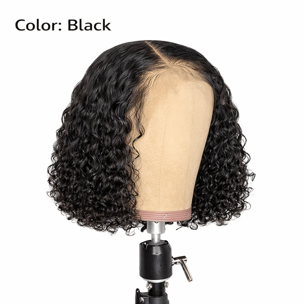 Glueless Deep Wave Curly Bob Wig with Rose Net Cap 14 Inch No Glue Secure Fit Short Curly Synthetic Wig for Women Burgundy Golden Dark Brown Light Brown - product image 12