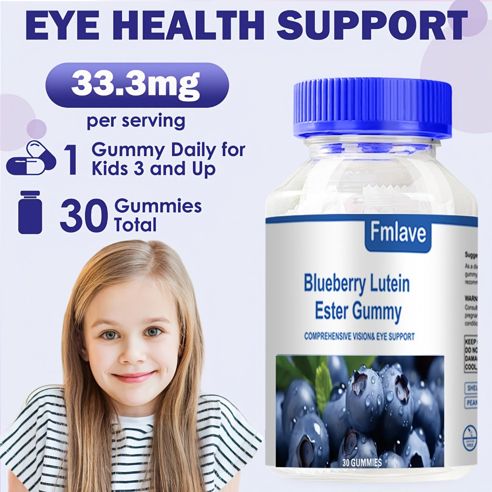 Lutein Eye Health Gummies Blueberry 30-Day Supply - Vision Clarity & Blue Light Protection Eye Vitamins for Kids & Adults - Individually Packed Chewable Eye Supplement 30 Count - product image 4