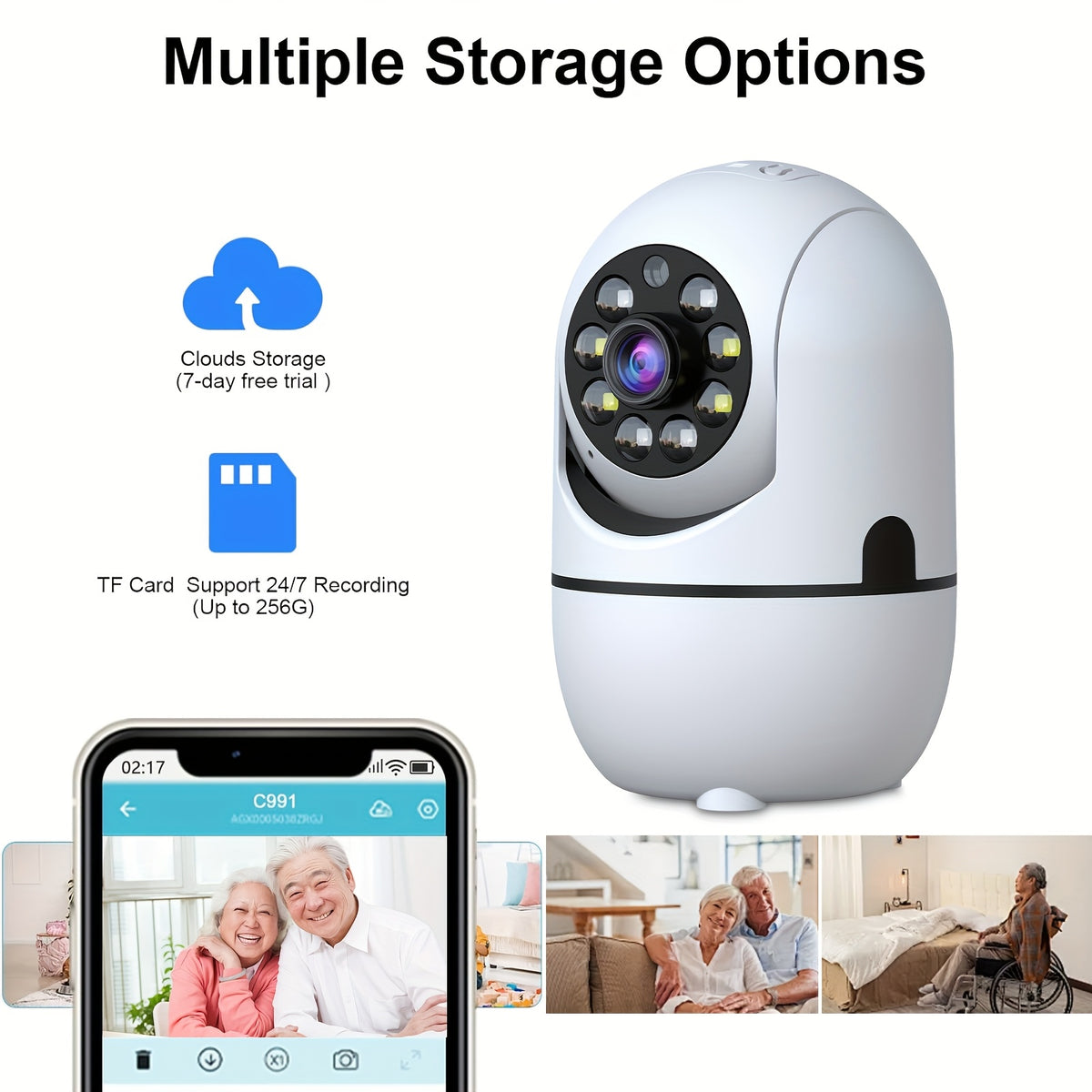 4pcs Wireless Security Camera Indoor with 355° Pan & Tilt, Night Vision, Motion Detection, 2-Way Talk, Baby/Pet Monitor, 2.4/5G WiFi, Support Cloud & Max. 256G - product image 7