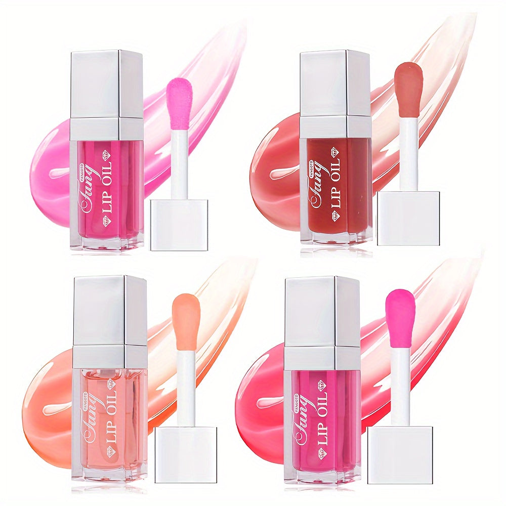 Glossy Lip Oil Set 4 Pack Moisturizing Plumping Transparent Volumizing Lip Treatment Non-Sticky Long-Lasting Lip Gloss Oil for Soft Hydrated Fuller Lips Women Girls - product image 12