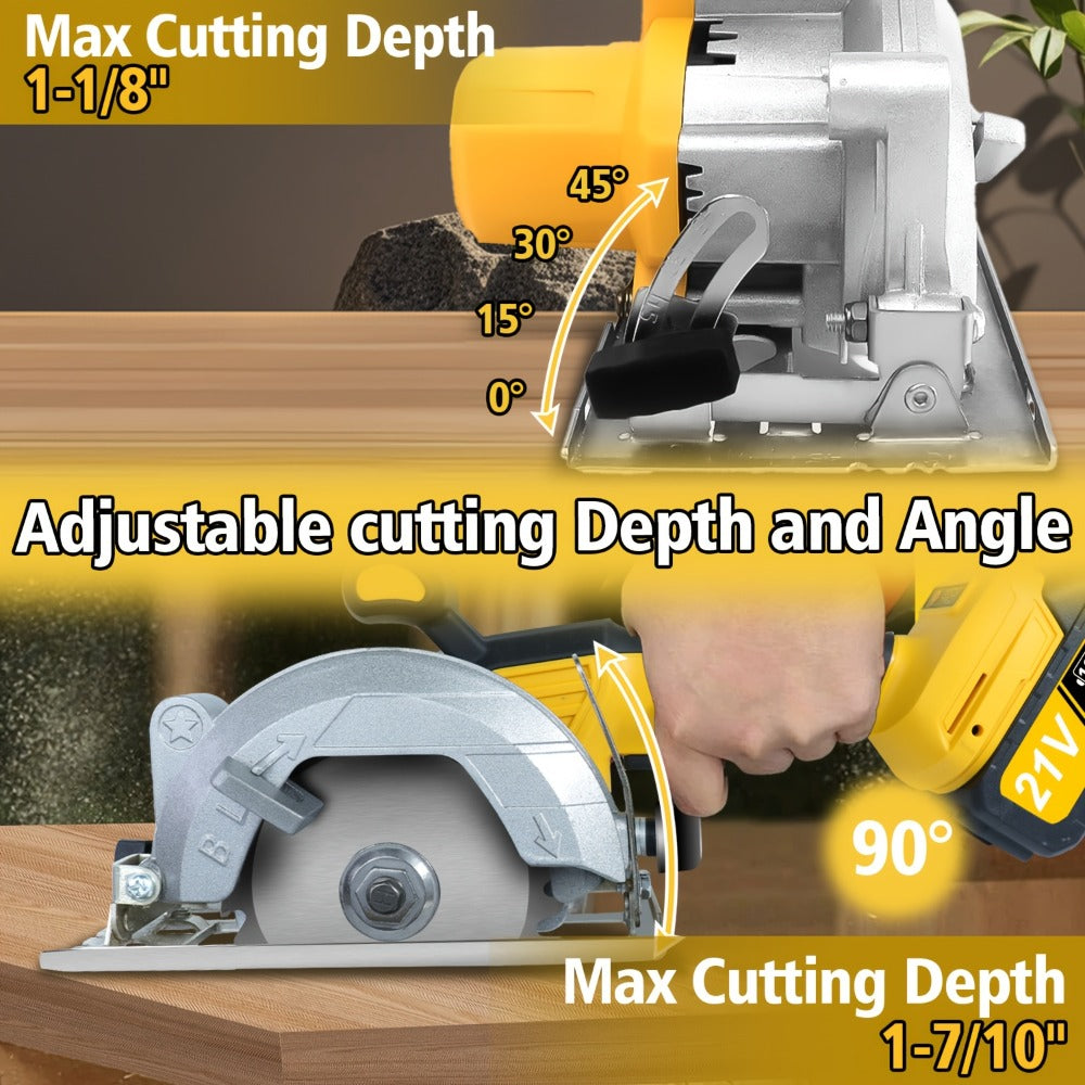 Brushless Circular Saw Kit 5-Inch 6900RPM with 4000mAh Battery Charger 4 Blades 45 Degree Bevel Cordless Wood Cutting Saw for Woodworking Garden DIY Projects - product image 6