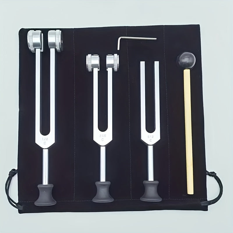 Chakra Healing Tuning Fork Set - (128Hz, 256Hz, 512Hz) Aluminum Alloy Neural Tuner - Suitable for Sound, Instrument, Vibration, Including Accessories and - product image 3