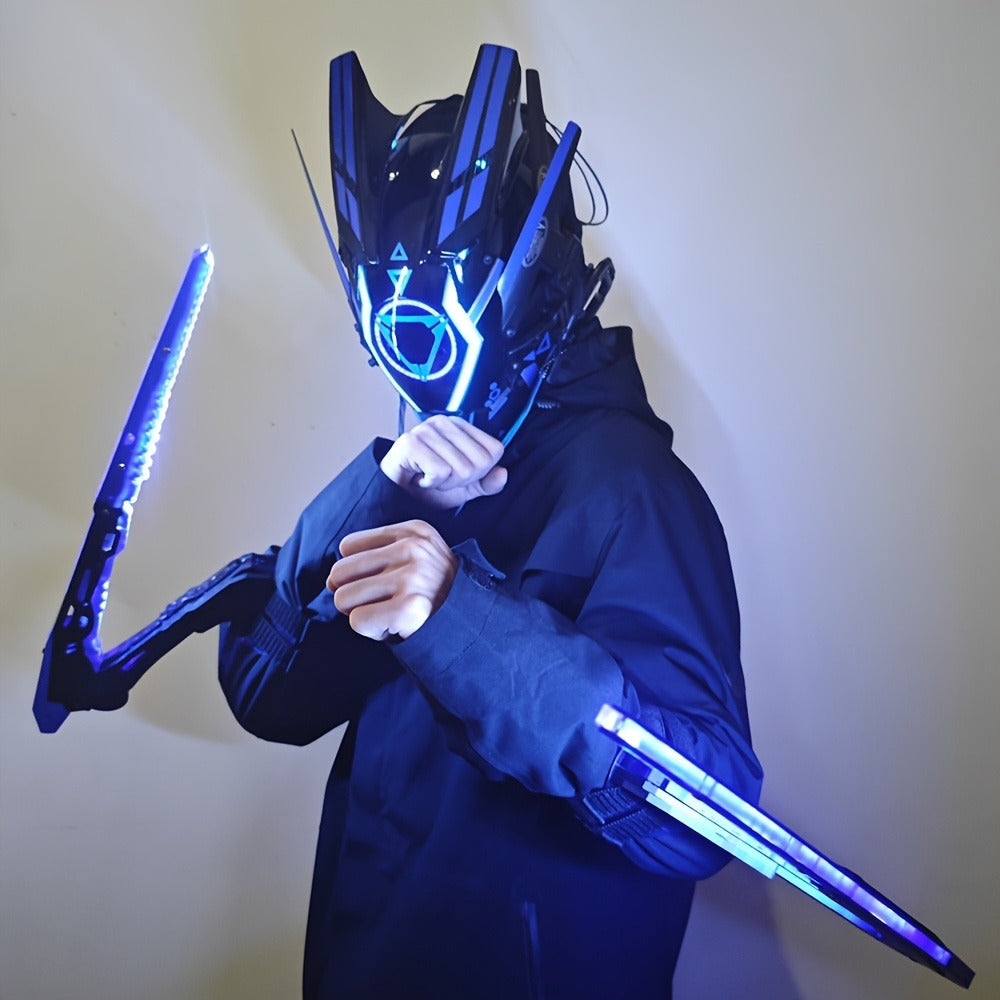 Luminous Blade for Halloween Costume Cosplay Sci-Fi Role Play Party, Rechargeable Red & Blue Single or 2pcs Set for Men & Women – LED Mantis Knife Cyberpunk - product image 14
