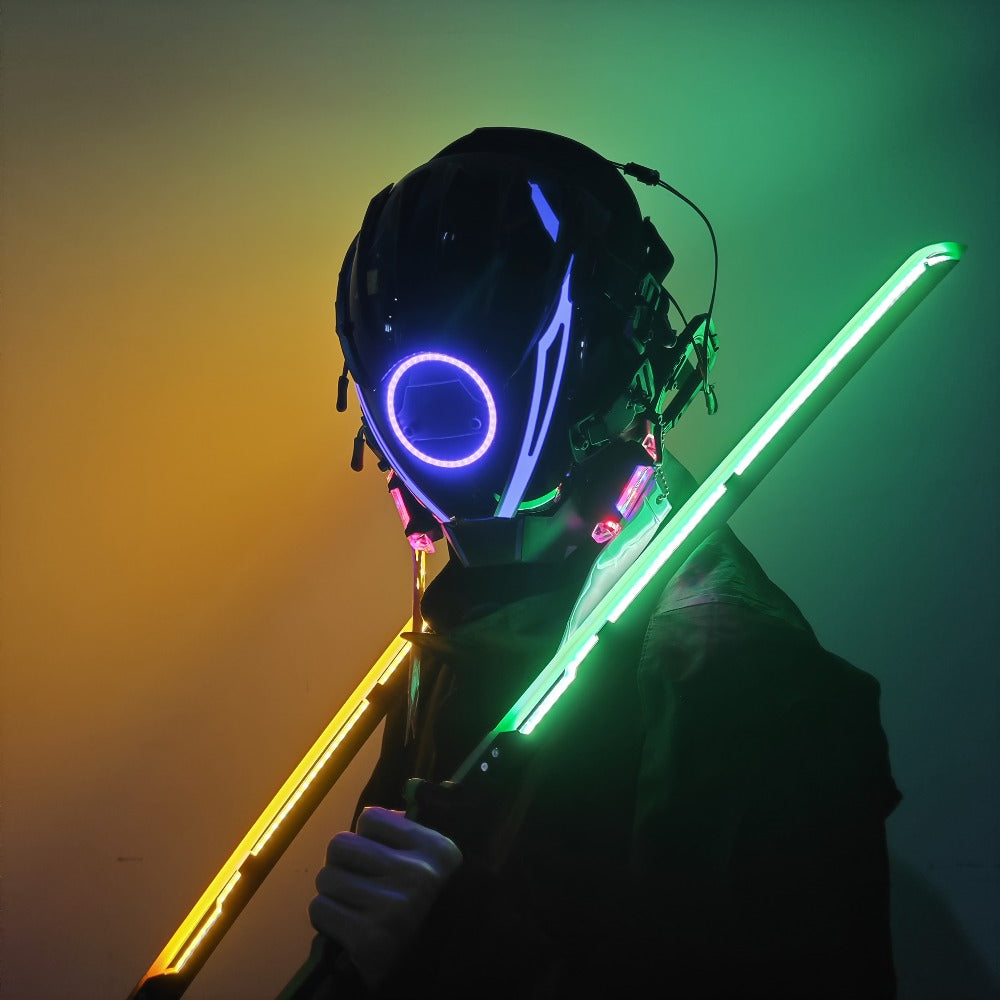 1:1 Scale Sci-Fi Glowing Sword for Cosplay Halloween Masquerade Party Display Collectible Blunt Safe Red Orange Green – LED Cyberpunk Katana Prop 80cm Acrylic - product image 8