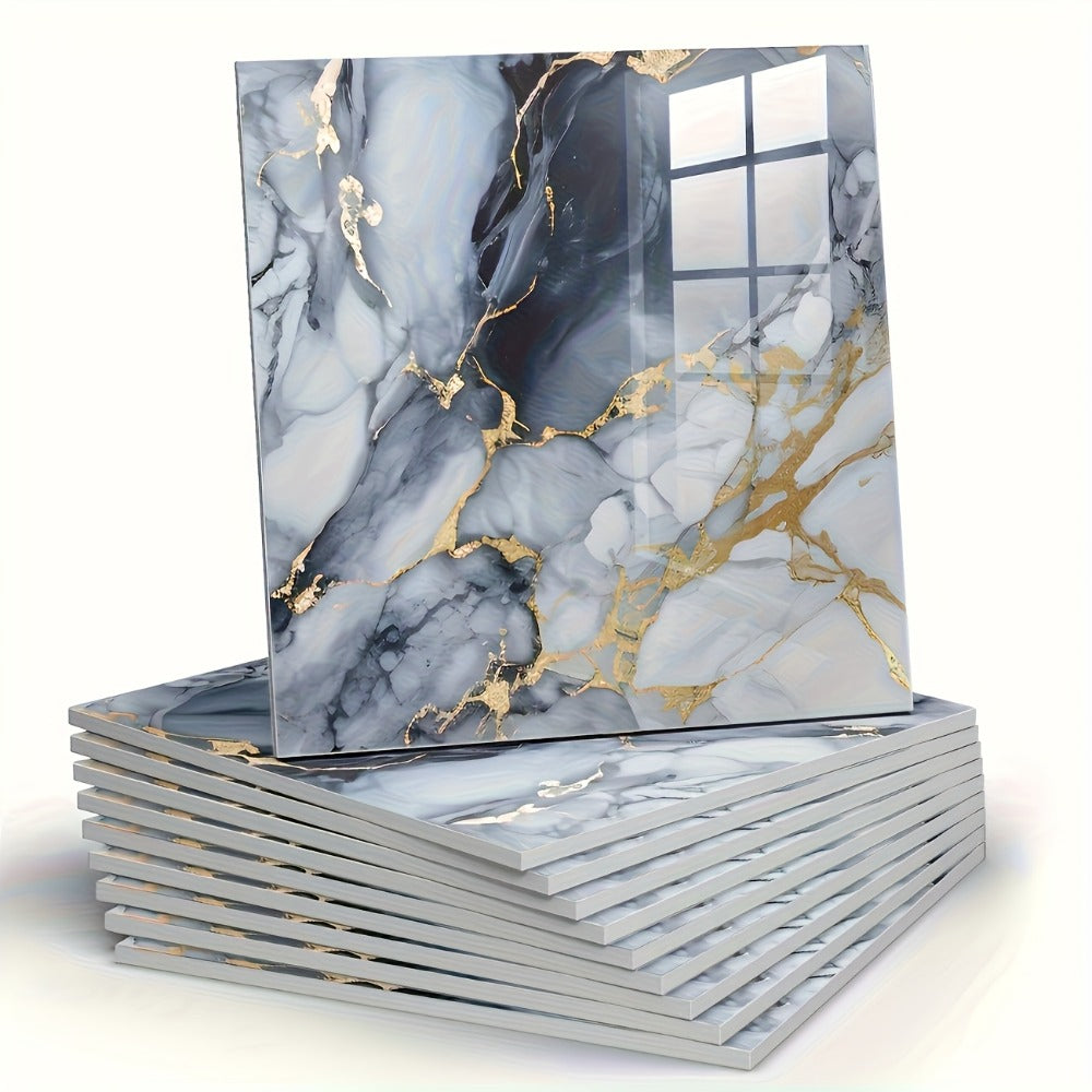 Peel and Stick Wall Tile Stickers Marble Pattern Self-Adhesive Waterproof Glossy Wallpaper 50/100Pcs for Kitchen Bathroom Living Room Home Decor - product image 19
