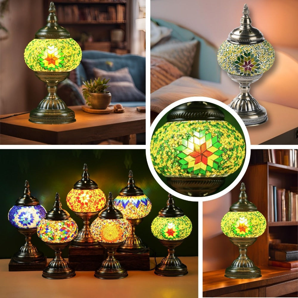 Mosaic Table Lamp Handcrafted Turkish Glass Bedside Lamp 3-Color Dimmable with Metal Base Bulb Included - product image 21