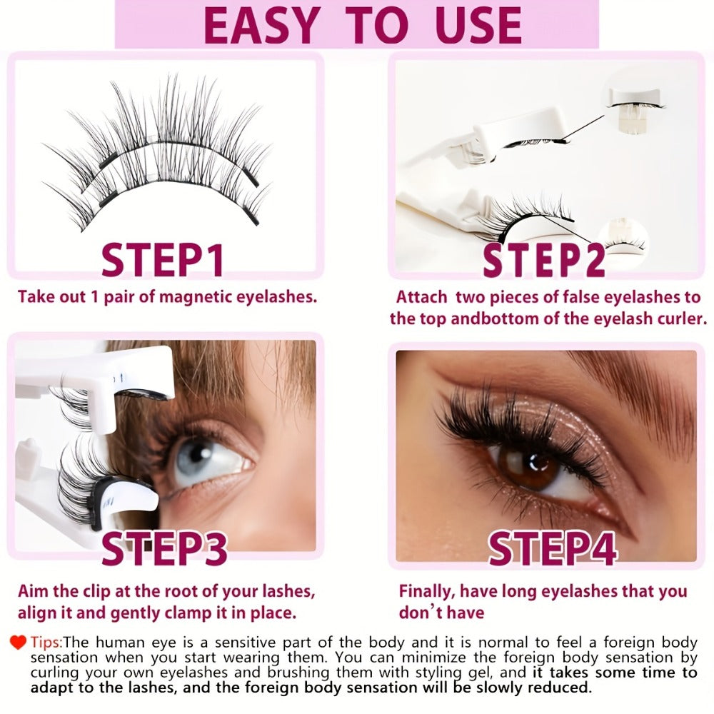 Natural Slim Nude Magnetic Eyelashes with Eyelash Curler — 3D Glue-Free Reusable Transparent Soft Stem Strong Magnetic Force Eye-Enlarging False Lashes for Daily & Office Wear, 1 P - product image 8