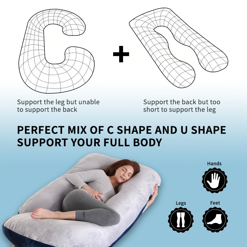 Maternity Pillow Full Body Pillow J-Shaped Pregnancy Pillow with Removable Cover Back Leg Tummy Support Multiple Styles & Sizes - product image 10