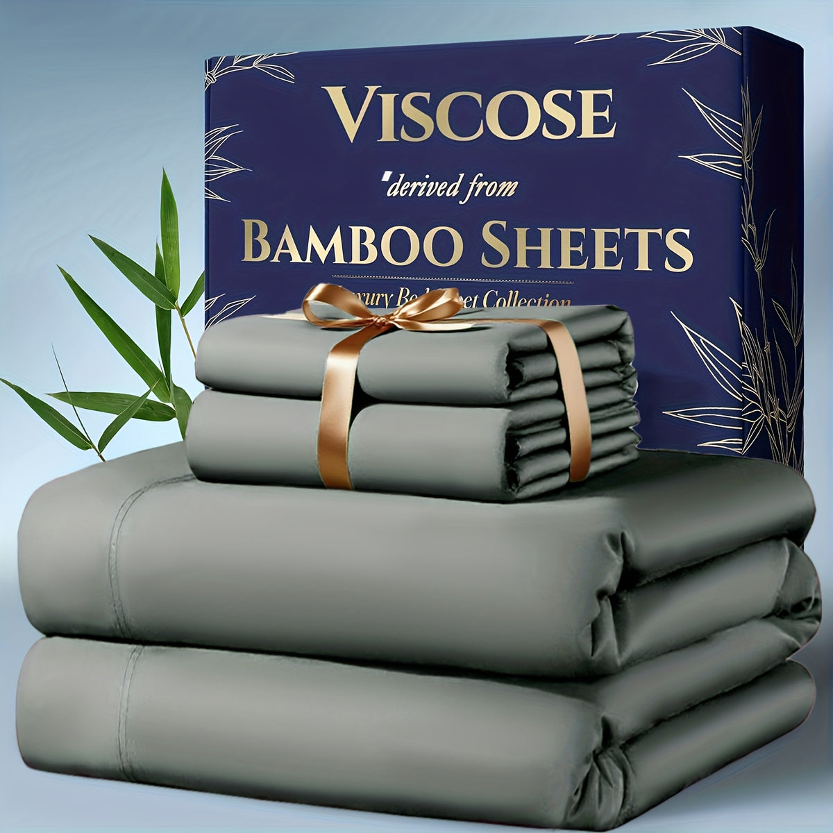 4 pcs Bamboo Cooling Bedding - Extra Deep Pocket Breathable and Cooling - Suitable for Hot Sleepers and Sweats, Children Pillowcases, Flat Sheet and Fitted - product image 5