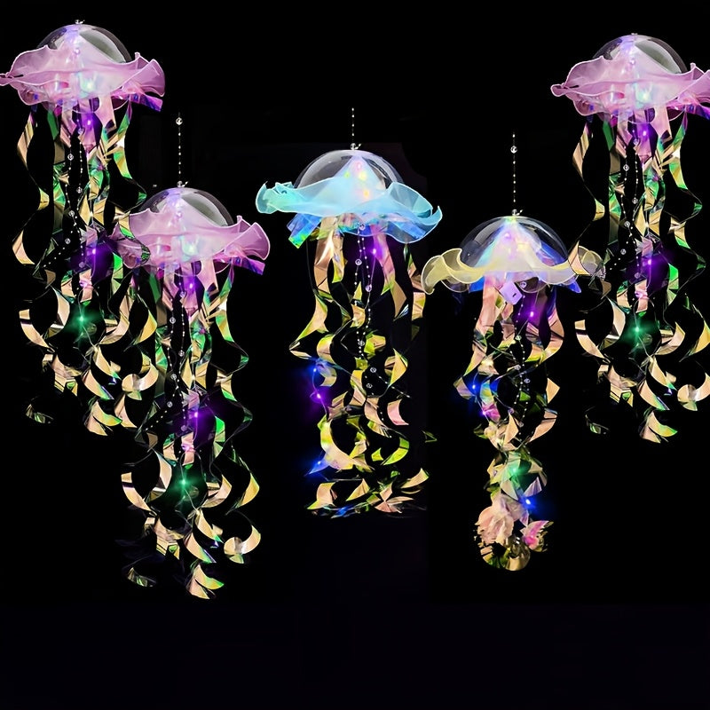 Jellyfish Lantern Party Decorations 5 Pack – Colorful Translucent Ribbon Hanging Lights for Halloween Christmas Wedding Birthday, Indoor Outdoor Festive Event Decor (Crystal Ribbon - product image 15