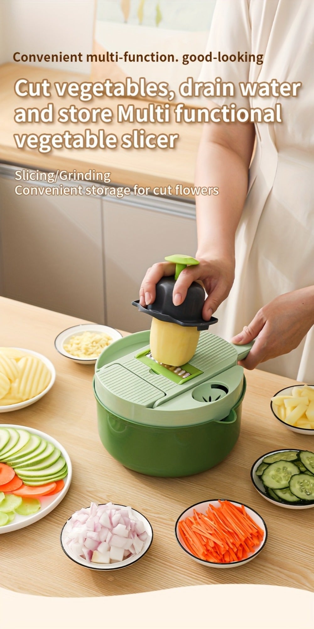 Vegetable Chopper 16-in-1 Manual Food Chopper Slicer Dicer Grater with Container – Professional Onion Potato Carrot Cutter Kitchen Tool - product image 12