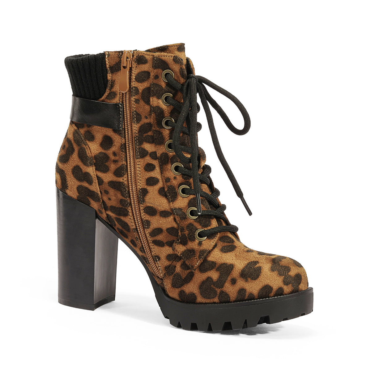 Women Short Boots Fall Winter Boots Women's Lace up Combat Ankle Boots High Chunky Heel Fashion Heeled Booties Shoes Black Boots - product image 3