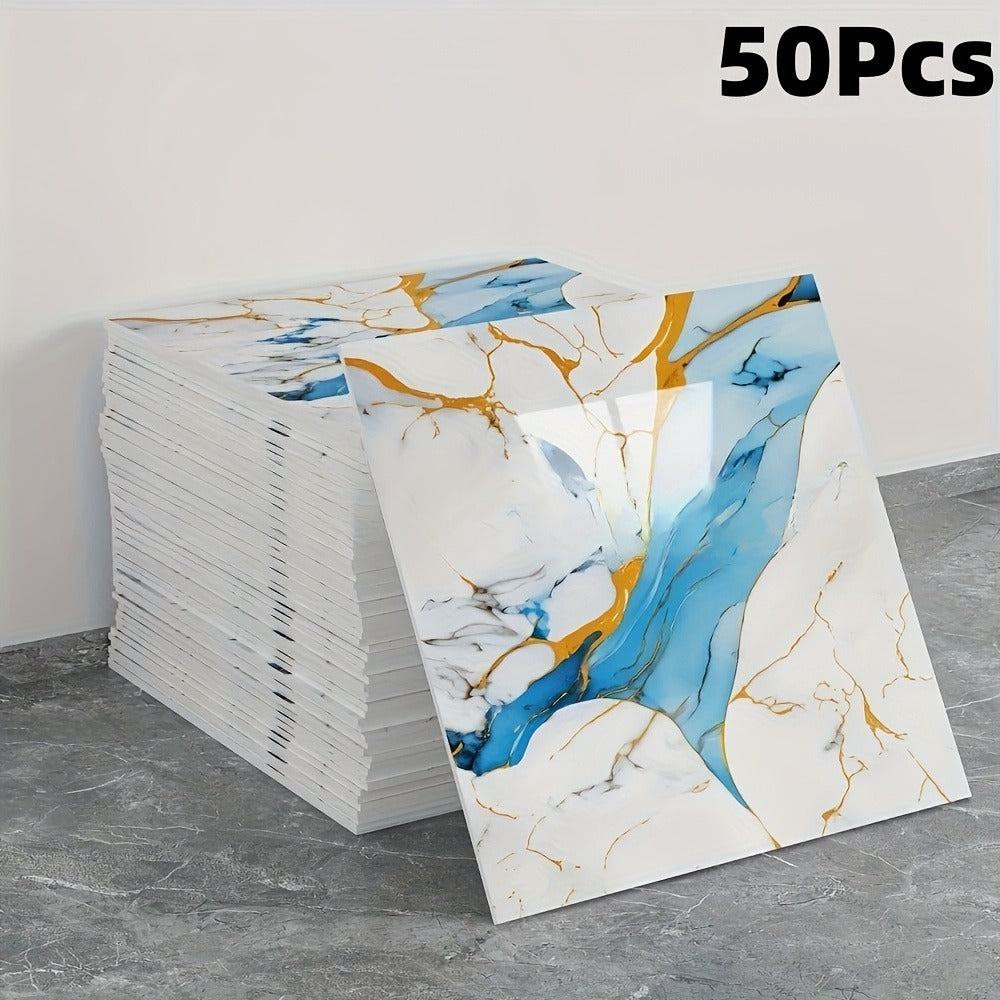 Peel and Stick Wall Tile Stickers Marble Pattern Self-Adhesive Waterproof Glossy Wallpaper 50/100Pcs for Kitchen Bathroom Living Room Home Decor - product image 8