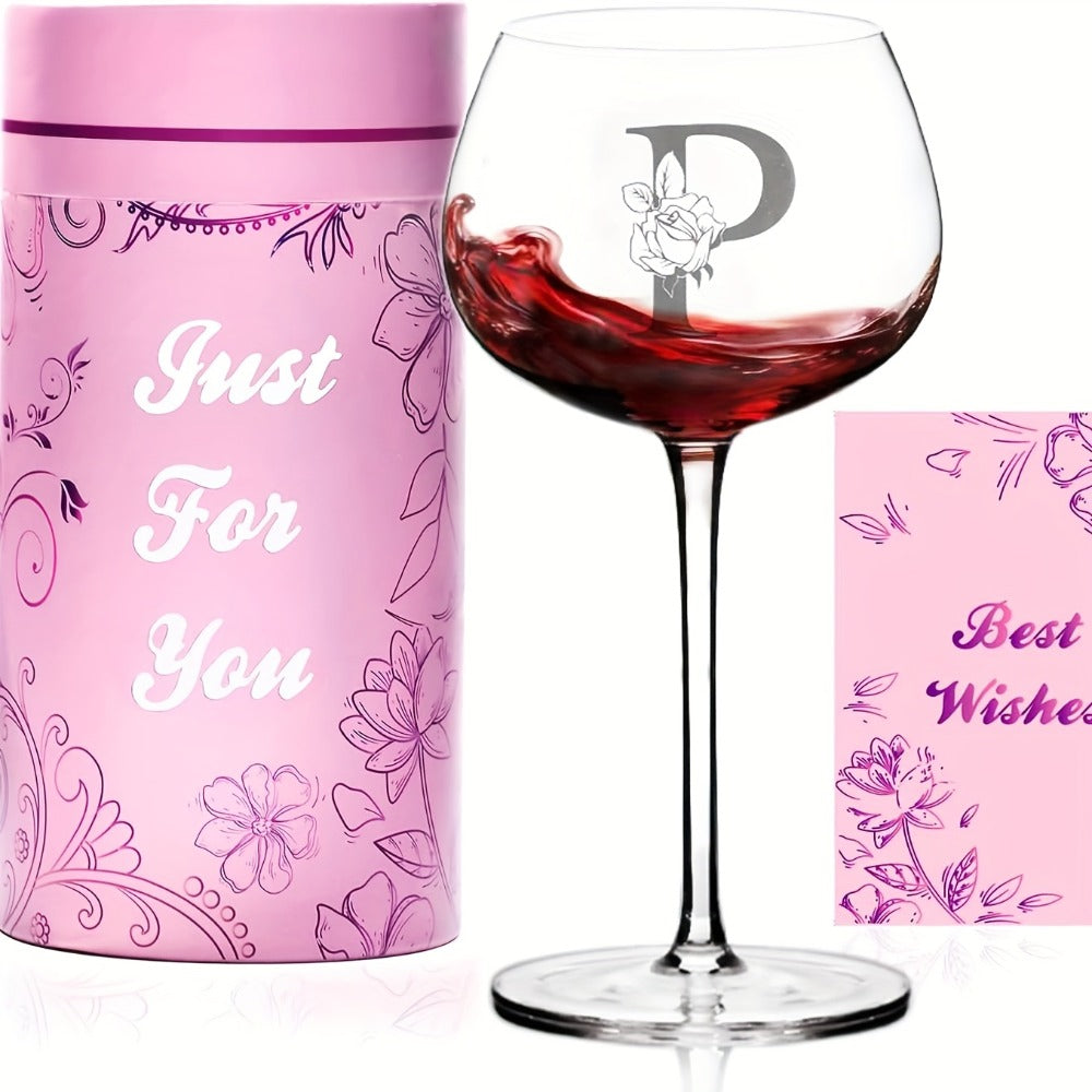 Personalized Wine Glass Gift for Women – A-Z Initial Letter Monogrammed Wine Glass with Gift Box & Greeting Card – Unique Birthday, Christmas & Mother's Day Gift for Mom, Best Frie - product image 19