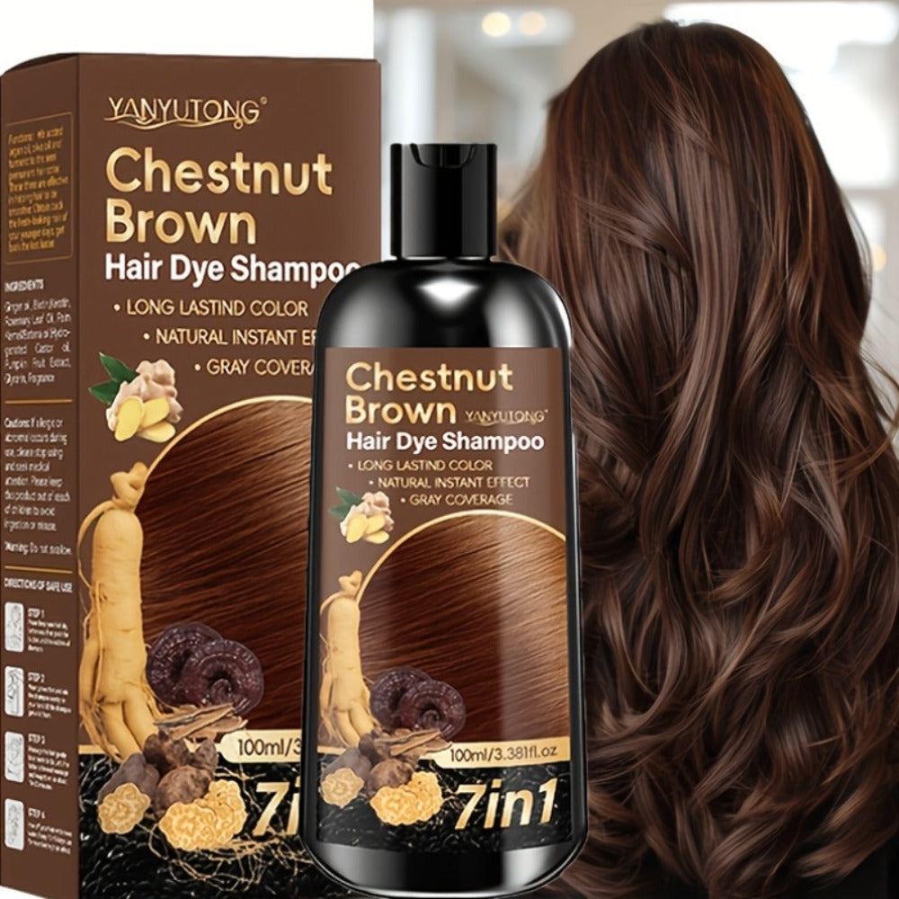 7-in-1 Gray Hair Coverage Color Shampoo with Ginger Oil Biotin & Rosemary — Gentle Scalp-Safe Formula, No Ammonia, Long-Lasting Color, 3 Shades Brown Chestnut Brown Black, Men & Wo - product image 2