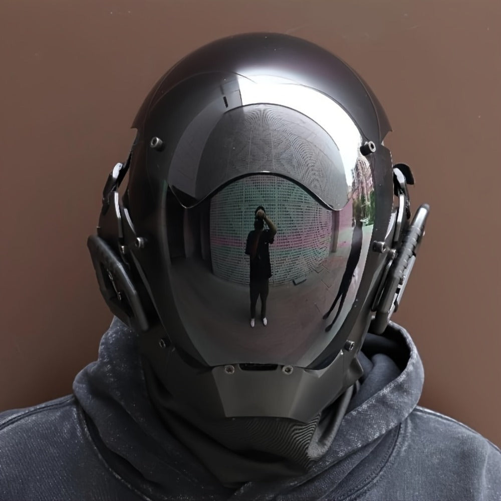 Cyberpunk Mask Futuristic Black for Adults & Teens | Sci-Fi Face Covering for Halloween Rave Club LARP Stage Cosplay, Dystopian Costume Prop & Collectible - product image 3