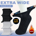 Diabetic Socks for Men & Women, 12 Pairs Non-Binding Wide Top Ankle Socks with Extra Cushioned Sole, Seamless Toe, Soft Cotton Comfort Socks for Sensitive Feet, Black & White - product image 15