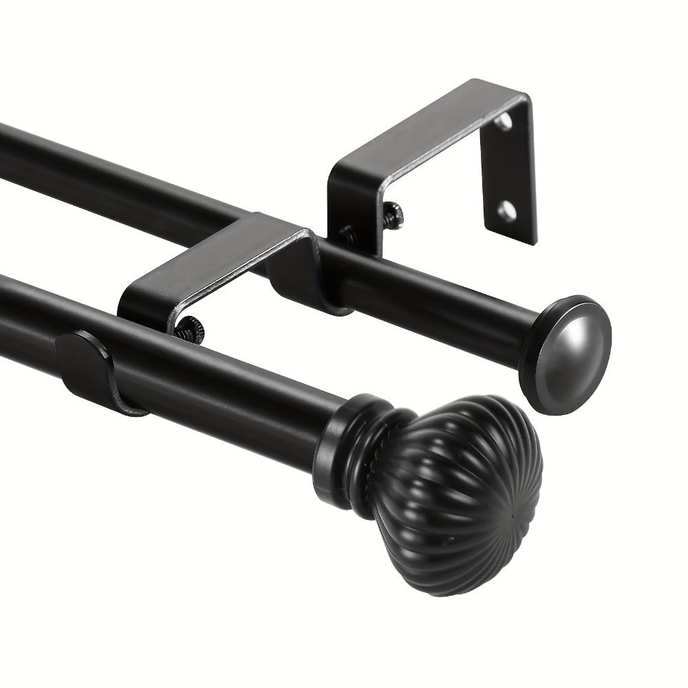 Double Curtain Rod Set Adjustable with Fluted Ball Finials Double Brackets 4 Colors 2 Sizes Window Curtain Hardware - product image 9