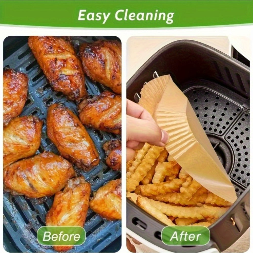 Air Fryer Parchment Paper Liners 250pcs - Non-Stick Disposable Square Liner Sheets for 5-8QT Air Fryer Basket Baking Roasting Microwave Unbleached - product image 4