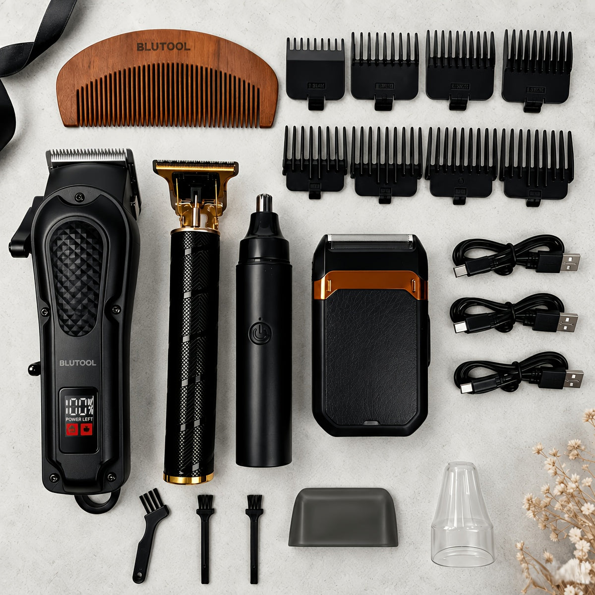 Rechargeable Electric Grooming Kit, Equipped with An LCD Battery Display, This Set Is An Essential Companion for Use At Home, While Traveling, or In The Car-making It The Perfect Gift for Husbands