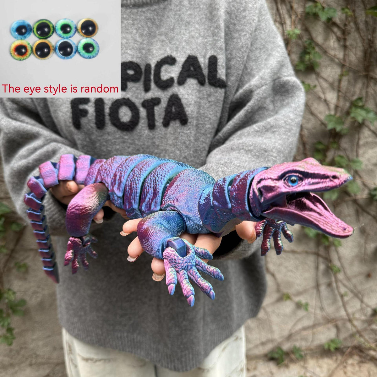 Giant Lizard Figurine 21 Inch 3D Printed | Realistic Reptile Animal Model Openable Mouth Hassle-free 3-Part Assembly 7 Color Styles, Desk Decor Unique Gift for Kids Adults Reptile Lovers