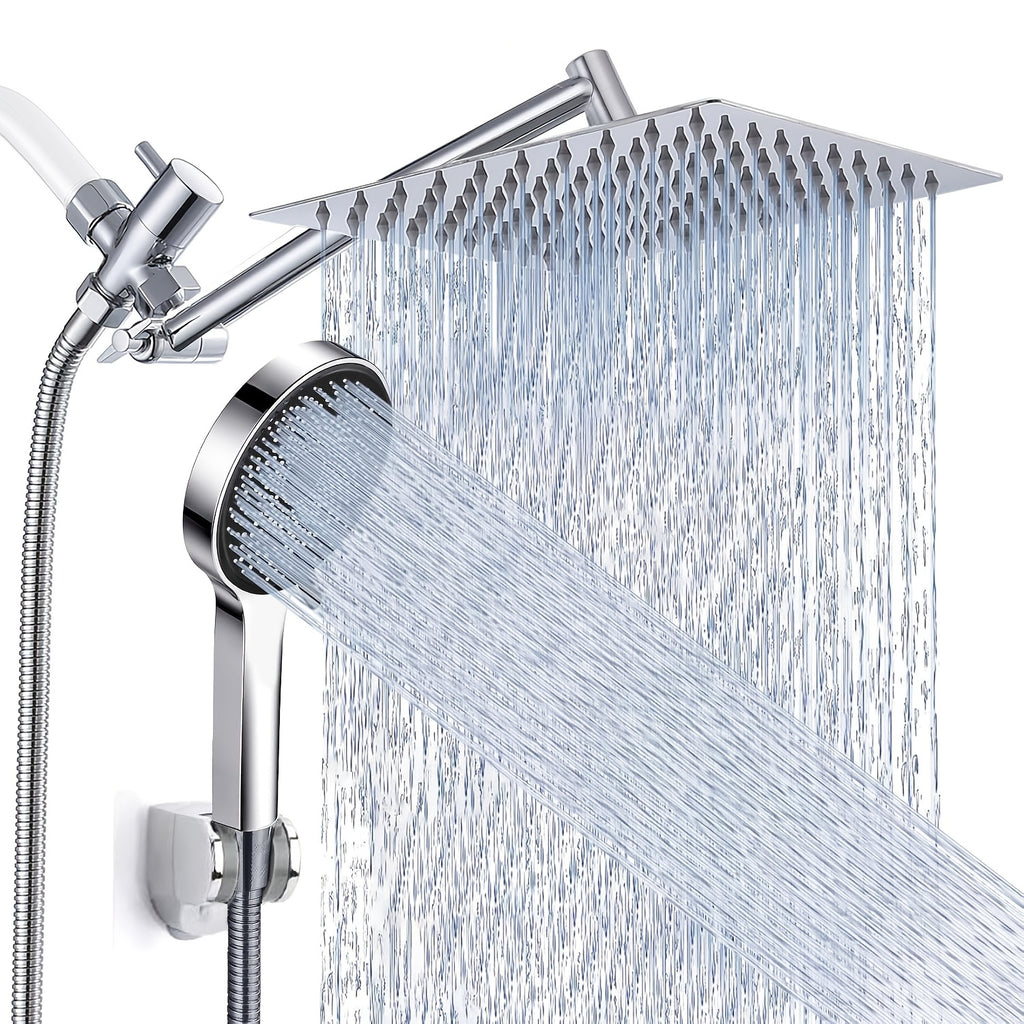 Shower Head, High Pressure Rainfall/Handheld Shower Combo With Extension Arm, 9 Settings, Anti-leak Shower Head With Holder, Height/Angle Adjustable, Chrome - product image 2