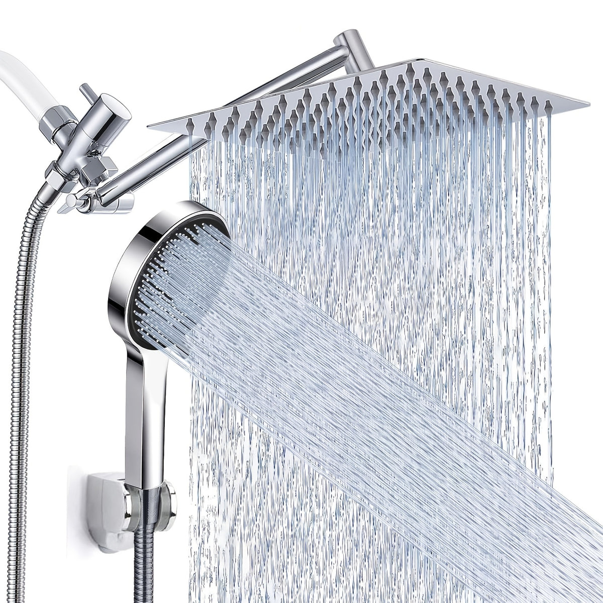 Shower Head, High Pressure Rainfall/Handheld Shower Combo With Extension Arm, 9 Settings, Anti-leak Shower Head With Holder, Height/Angle Adjustable, Chrome - product image 2