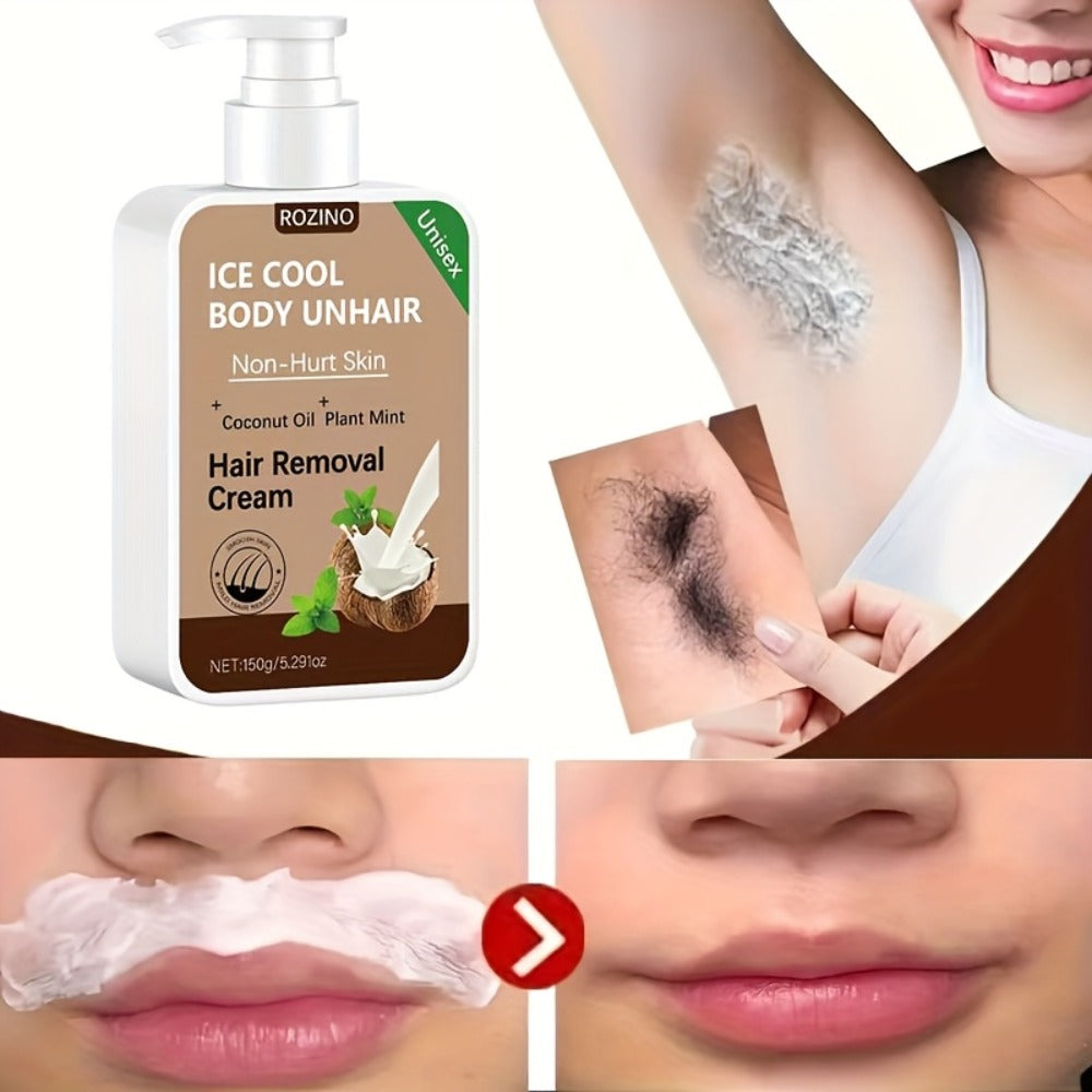 Hair Removal Cream Coconut 150g Painless Semi-Permanent Depilatory – Gentle Non-Irritating Formula for Face Lip Underarm Legs Arms & Bikini Area, Up to 6 Month Smooth Skin Results  - product image 2