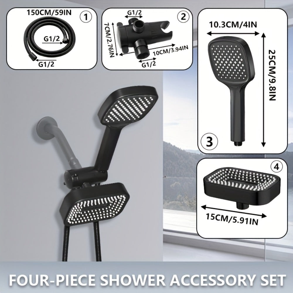 2-in-1 High Pressure Handheld Shower Head Set with Rain Showerhead – Long Hose T-Valve ABS Wall Mount Bathroom Upgrade - product image 12