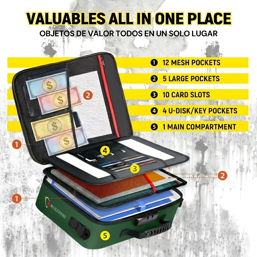 Fireproof Document Bag With Lock - Extra Large 17 X 11.8 X 5 Inch, Important Document Storage Bag With Multi-Layer File Organizers, Portable Safe Storage Bag - product image 3