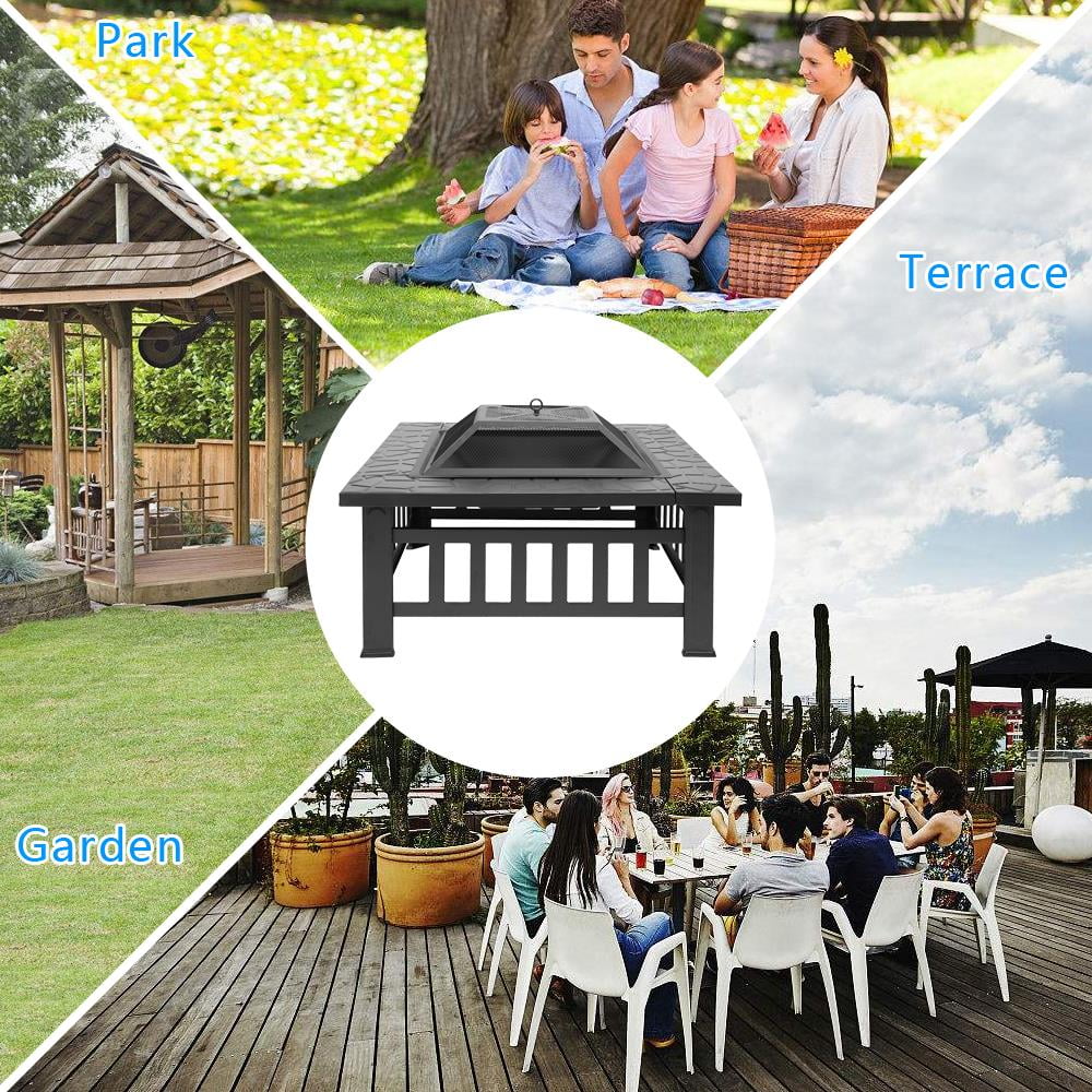 Fire Pit | Square Outdoor Metal BBQ Patio Backyard Camping Fireplace - product image 2